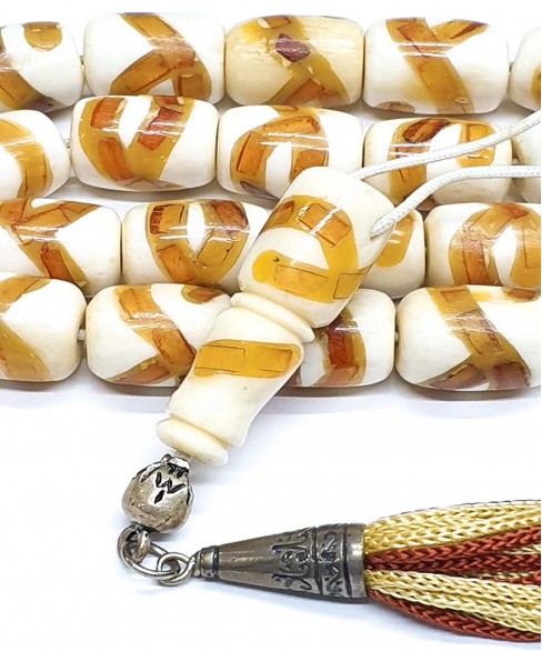 Κομπολόι από Κόκκαλο Καμήλας με Κεχριμπάρι KOM12757