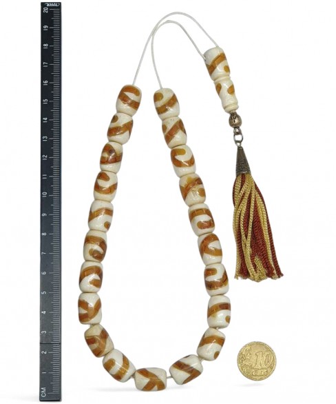 Κομπολόι από Κόκκαλο Καμήλας με Κεχριμπάρι KOM12757