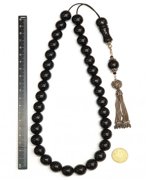 Κομπολόι 33άρι από μαύρο Κεχριμπάρι Ερζερούμ KOM12740