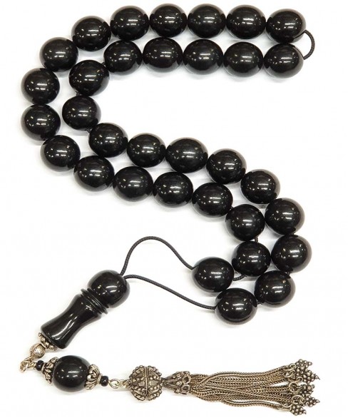 Κομπολόι 33άρι από μαύρο Κεχριμπάρι Ερζερούμ KOM12740