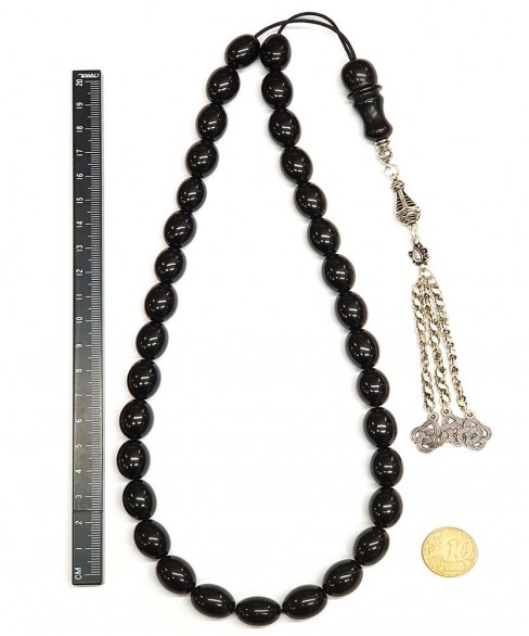 Κομπολόι 33άρι από μαύρο Κεχριμπάρι Ερζερούμ KOM12741