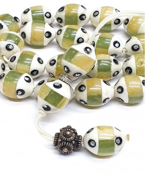 Κομπολόι από Κόκκαλο Καμήλας με Κεχριμπάρι KOM12319