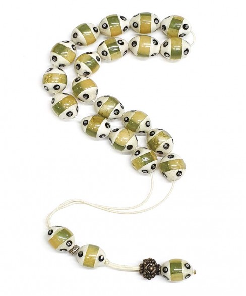 Κομπολόι από Κόκκαλο Καμήλας με Κεχριμπάρι KOM12319