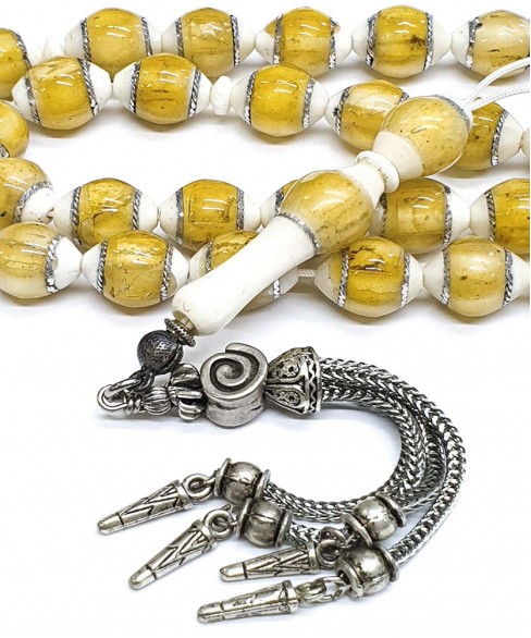 Κομπολόι 33άρι από Κόκκαλο Καμήλας με Κεχριμπάρι KOM12223