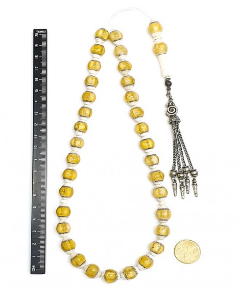 Κομπολόι 33άρι από Κόκκαλο Καμήλας με Κεχριμπάρι KOM12223