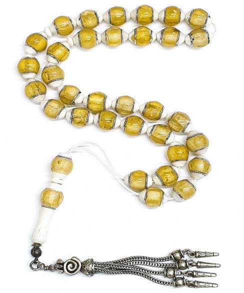 Κομπολόι 33άρι από Κόκκαλο Καμήλας με Κεχριμπάρι KOM12223