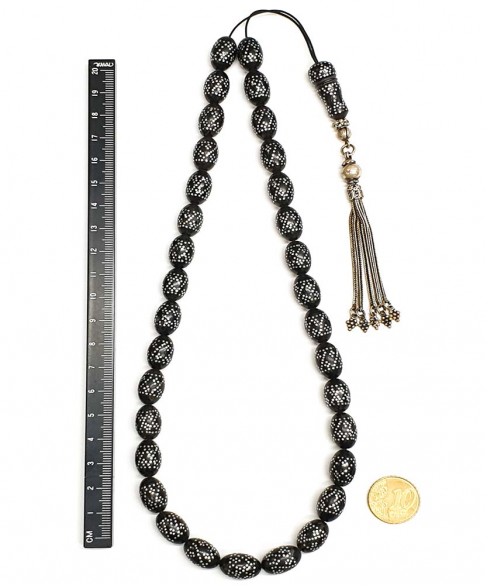 Κομπολόι 33άρι από μαύρο Κεχριμπάρι Ερζερούμ KOM12220