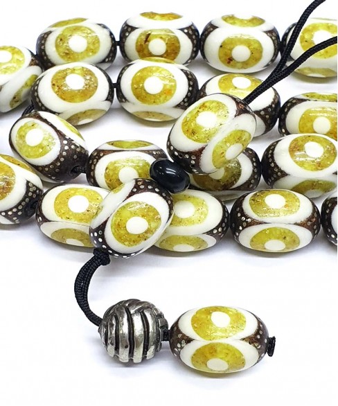 Κομπολόι από Έβενο με Κόκκαλο Καμήλας KOM12226