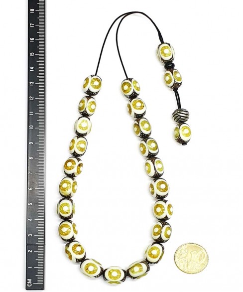 Κομπολόι από Έβενο με Κόκκαλο Καμήλας KOM12226