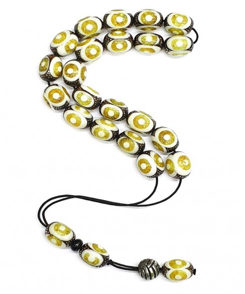 Κομπολόι από Έβενο με Κόκκαλο Καμήλας KOM12226