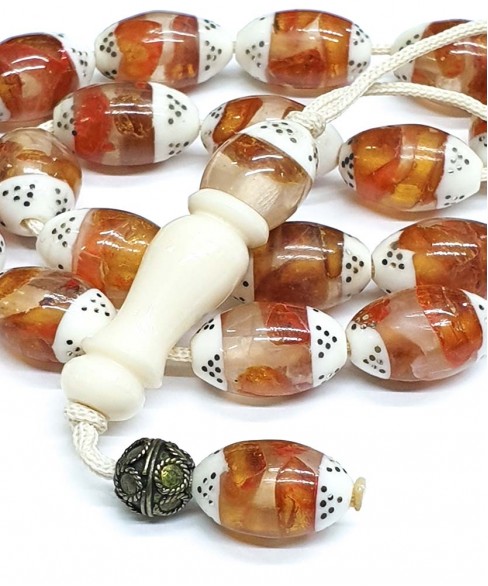 Κομπολόι από Κόκκαλο Καμήλας με Κεχριμπάρι KOM12224