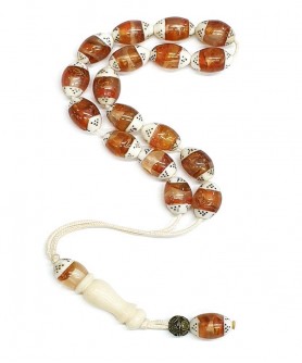 Κομπολόι από Κόκκαλο Καμήλας με Κεχριμπάρι KOM12224