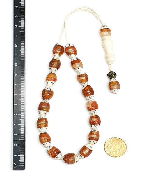 Κομπολόι από Κόκκαλο Καμήλας με Κεχριμπάρι KOM12224