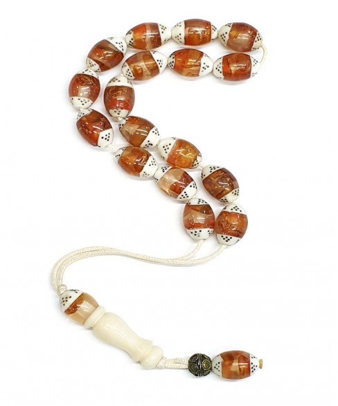 Κομπολόι από Κόκκαλο Καμήλας με Κεχριμπάρι KOM12224