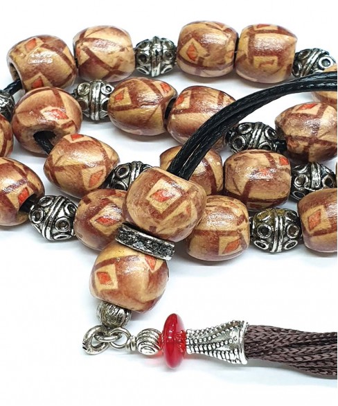 Κομπολόι από Ξύλο με Πυρογραφία KOM12135