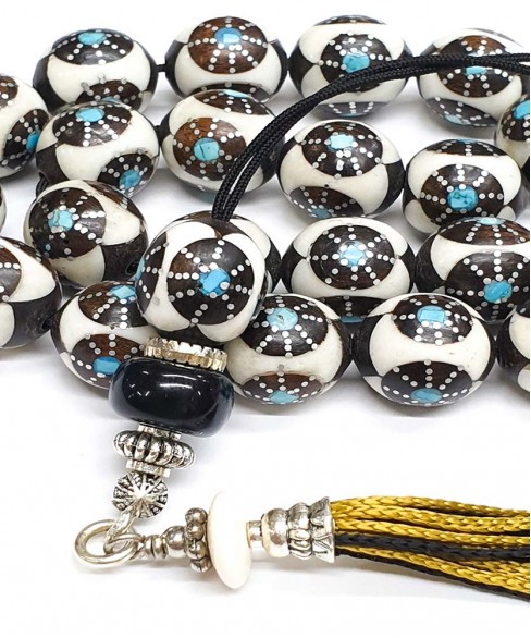 Κομπολόι από Έβενο με Κόκκαλο Καμήλας KOM12071