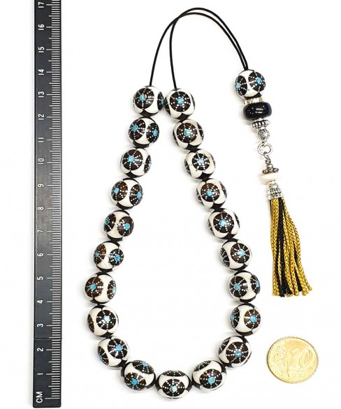 Κομπολόι από Έβενο με Κόκκαλο Καμήλας KOM12071