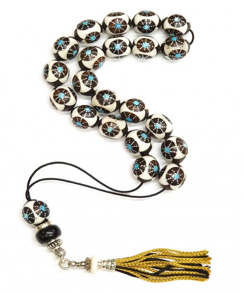 Κομπολόι από Έβενο με Κόκκαλο Καμήλας KOM12071