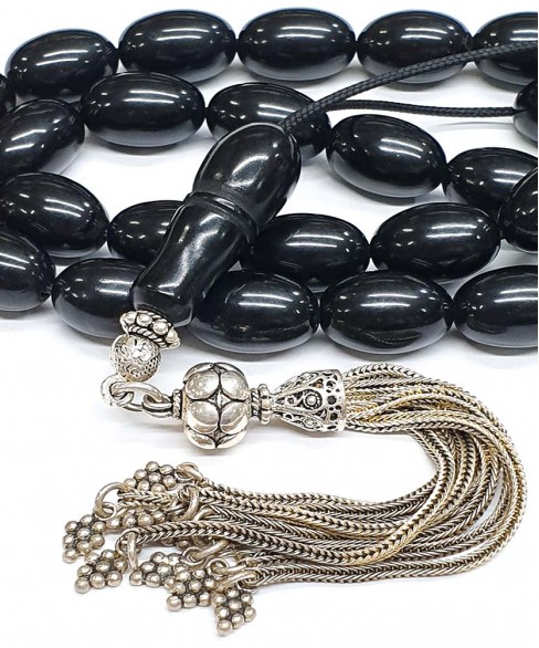 Κομπολόι 33άρι από μαύρο Κεχριμπάρι Ερζερούμ KOM12010