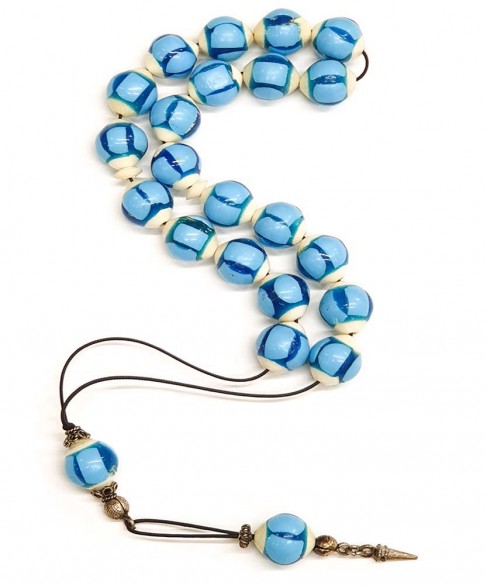 Κομπολόι από Κόκκαλο Καμήλας με Ορυκτό Τιρκουάζ KOM11782