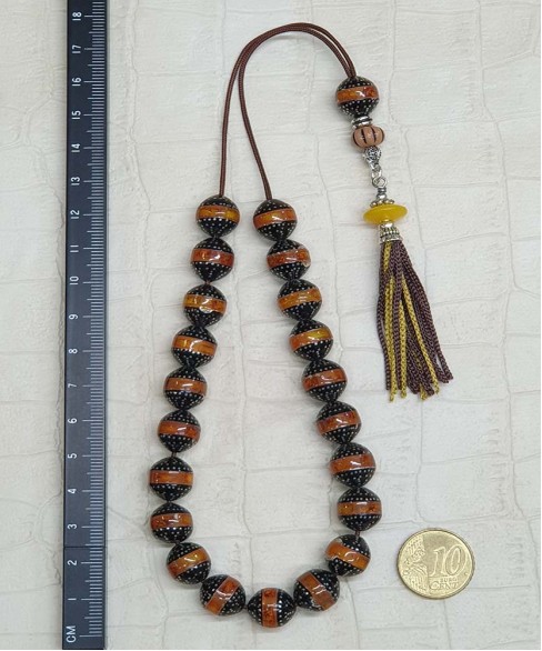 Κομπολόι από Γιούσουρι με Κεχριμπάρι KOM11699