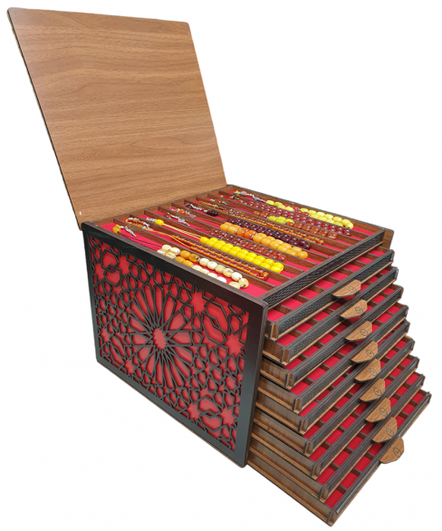 Χειροποίητο ξύλινο κουτί με 10 συρτάρια για συλλογές κομπολογιών KOYT10019