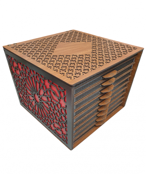 Χειροποίητο ξύλινο κουτί με 10 συρτάρια για συλλογές κομπολογιών KOYT10019