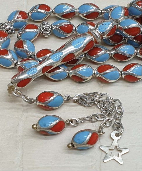 Κομπολόι από Ασήμι και Τεχνητή Ρητίνη KOM11414