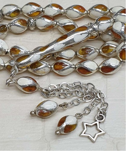 Κομπολόι από Ασήμι και Τεχνητή Ρητίνη KOM11421