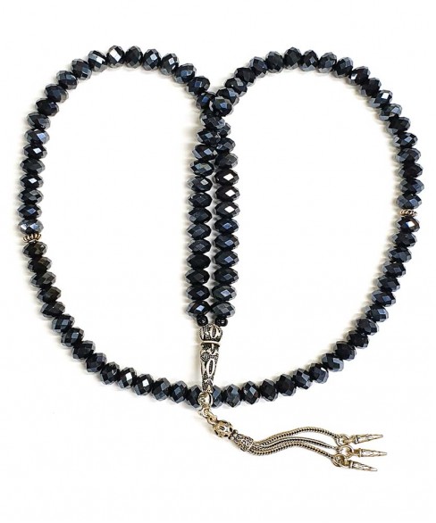 Τεσπίχ (Μουσουλμανικό Προσευχητάρι) από κρύσταλλο και ασήμι με 99 χάντρες TES10045