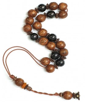 Κομπολόι από Ξύλο με Αιματίτη KOM10842