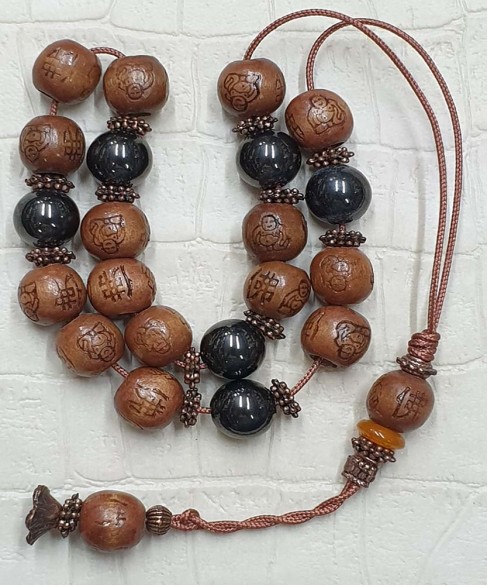 Κομπολόι από Ξύλο με Αιματίτη KOM10842