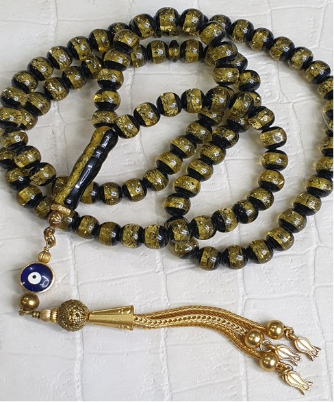 Τεσπίχ (Μουσουλμανικό Προσευχητάρι) από τεχνιτή ρυτίνη με 99 χάντρες TES10040